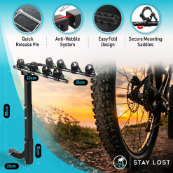 Tow Bar Bike Rack 4 Bicycle Carrier Mount Rack Sizing & Features Infographic