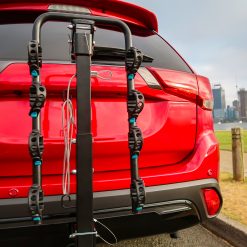 Lockable Tow Bar Bike Rack Four Bicycle Carrier Folded Down Front On