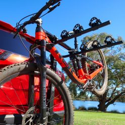 Lockable Tow Bar Bike Rack Four Bicycle Carrier With Bike Locked Up